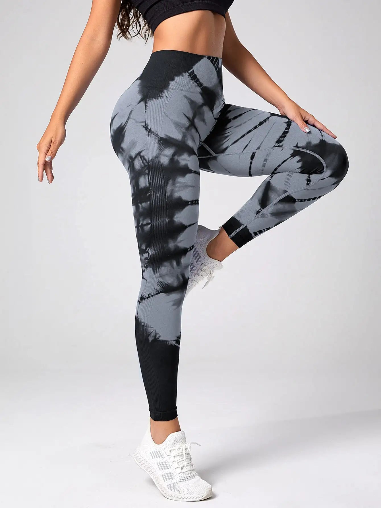 Mallas deportivas sin costuras para mujer, pantalones de Yoga de cintura alta, efecto Tie Dye, para entrenamiento, realce de glúteos, para gimnasio