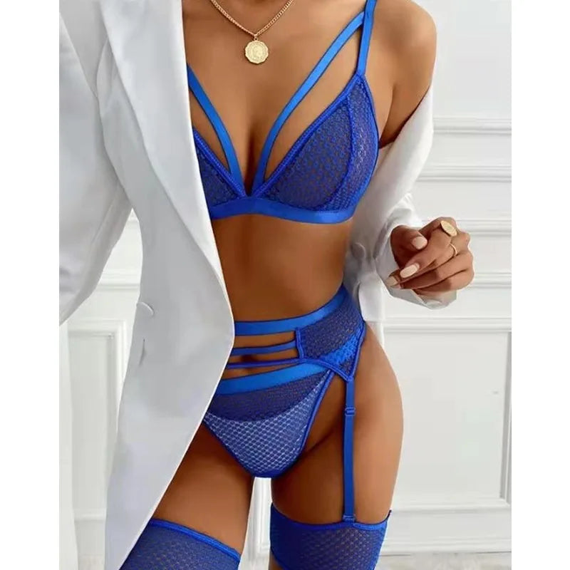 Babydoll de encaje, conjunto de sujetador abierto, ropa Ãntima para mujer, sujetador Sexy, conjuntos de Tanga y lencerÃa, conjunto de Bralette transparente, ropa interior erótica Sexy