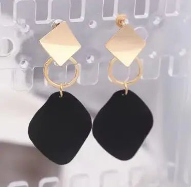 Pendientes colgantes con forma de rombo de doble Color para mujer, aretes colgantes con entramado de Metal dorado hueco, joyerÃa Punk geométrica para fiesta
