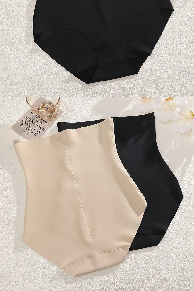 FINETOO, 1 unidad, 2024, nueva ropa interior ajustada de cintura alta para el vientre, ropa interior de seda helada para mujer, pantalones ajustados posparto finos sin costuras con forma de vientre