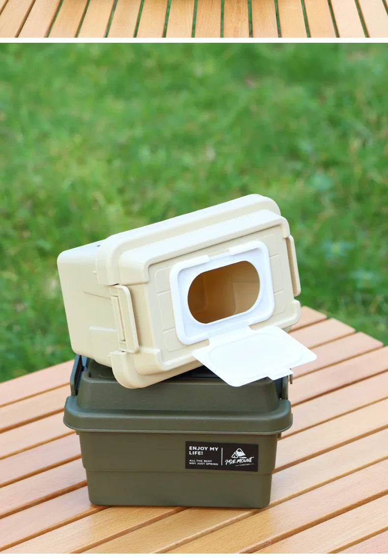 Estuche de pañuelos para acampar, caja de almacenamiento de papel para servilletas de escritorio, organizador portátil de botellas de condimentos para pícnic al aire libre
