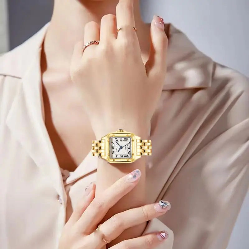Relojes de lujo para mujer, relojes de pulsera cuadrados de cuarzo de marca clásica para mujer, correa de aleación, reloj de pulsera de negocios para mujer