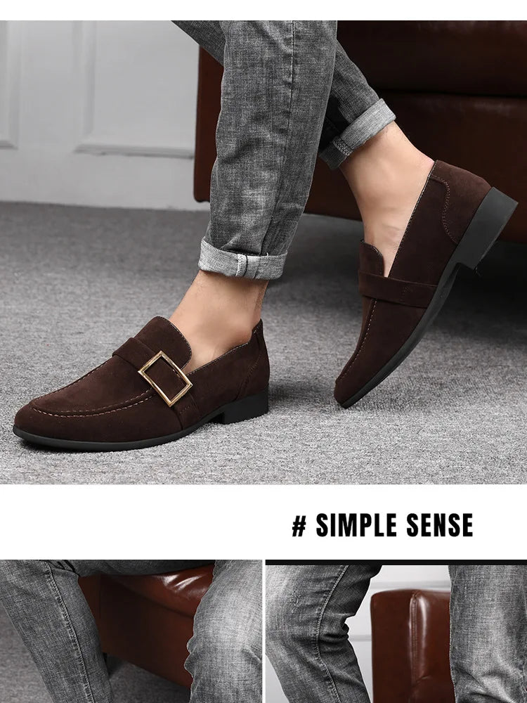 Zapatos de vestir para hombre, mocasines formales de diseñador, zapatos de cuero de gamuza, mocasines de trabajo Social y negocios, boda