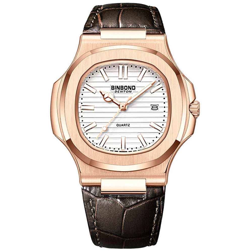 Nuevo Reloj informal de negocios de oro rosa, Reloj de lujo para Hombre, relojes automáticos, relojes de pulsera de cuarzo de alta moda para Hombre, regalos, Reloj para Hombre