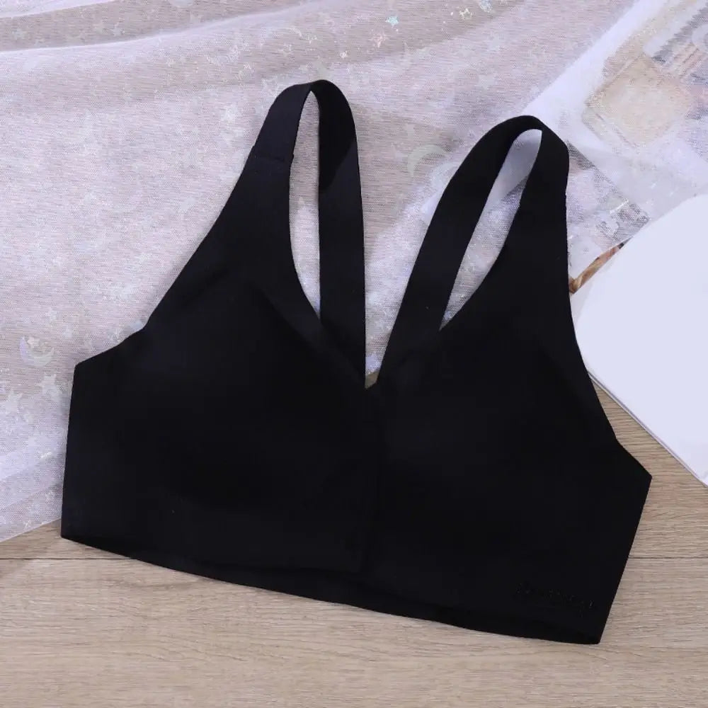 Sujetador inalámbrico con hebilla frontal en V profundo, sujetador antiflacidez a prueba de golpes para mujer, lencería de Copa grande, sujetadores sin costuras para niñas y mujeres