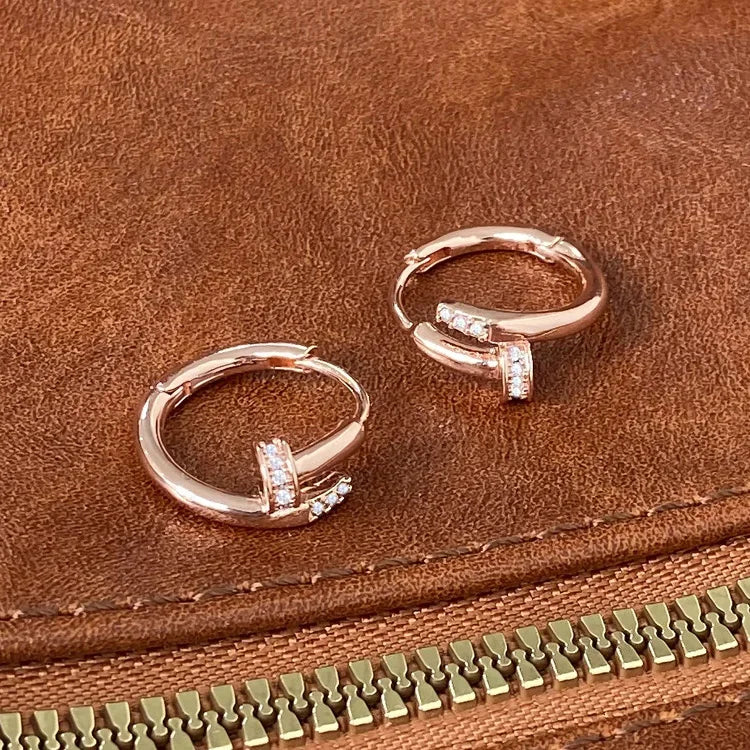 Pendientes redondos de aro para mujer, Plata de Ley 925 auténtica con circonita, joyería fina minimalista de moda, accesorios de herramientas brillantes