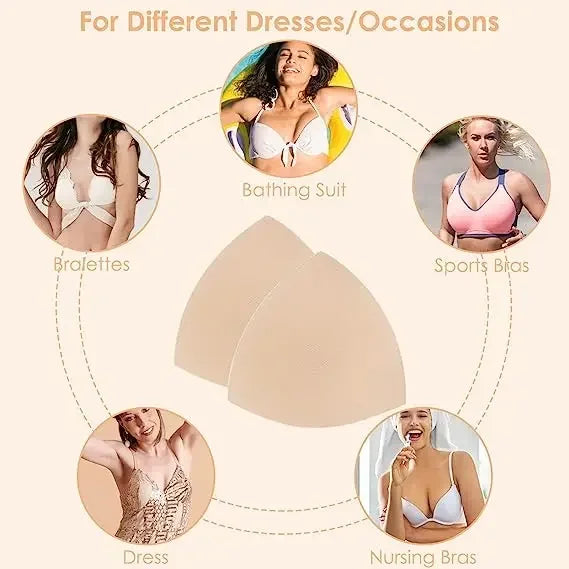 Almohadilla para sujetador, copas triangulares de ventilación, almohadillas de espuma de inserción de realce en el pecho para traje de baño, accesorios de relleno, almohadilla potenciadora extraíble