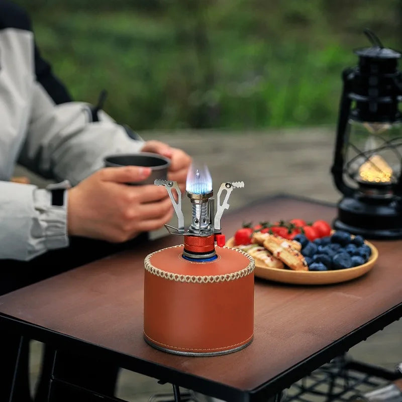 Estufa plegable para exteriores, Mini estufa de Gas de aleación ultraligera para acampar, senderismo, horno de Gas, cocina portátil para pícnic al aire libre