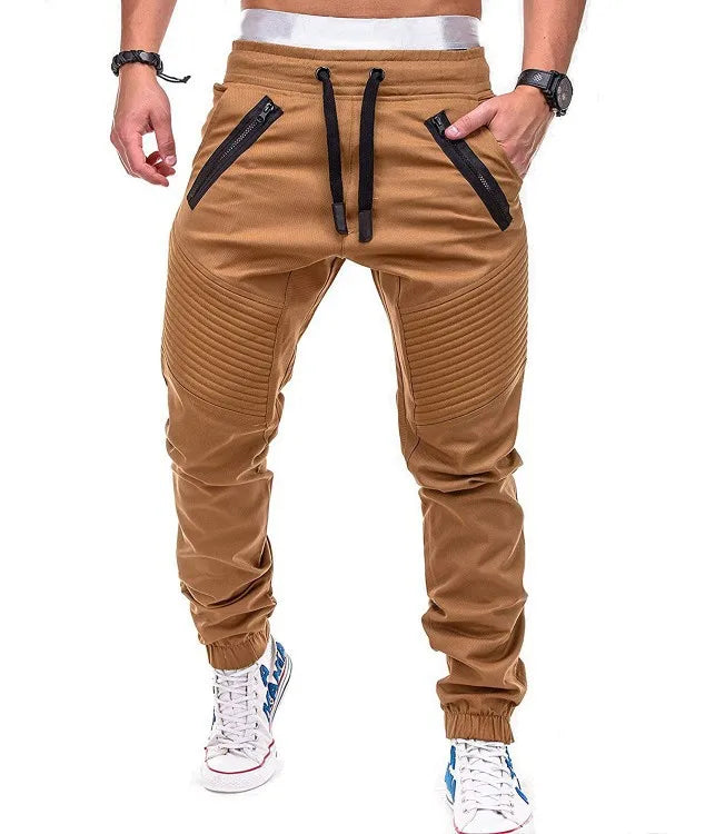 Pantalones largos de tubo con bolsillo para hombre, pantalones bombachos a rayas informales ajustados con cordón y cintura elástica baja para verano, BSD-8812