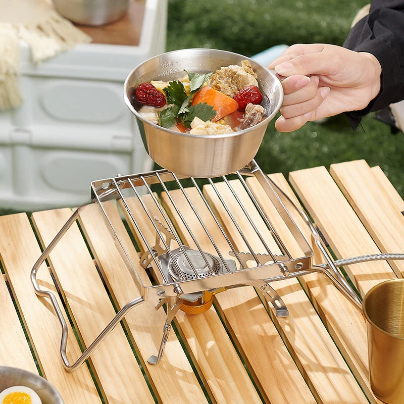 Parrilla plegable para fogata, portátil, multifuncional, de acero inoxidable, resistente a la corrosión a altas temperaturas, para acampar al aire libre