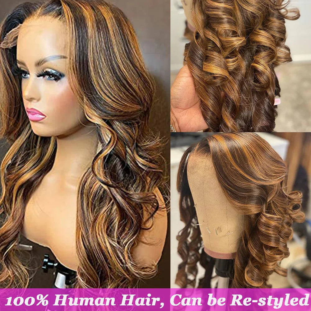 Peluca ondulada de cabello humano brasileño para mujeres negras, postizo de encaje Frontal 13x4, rubio miel, 13x6, HD, oferta