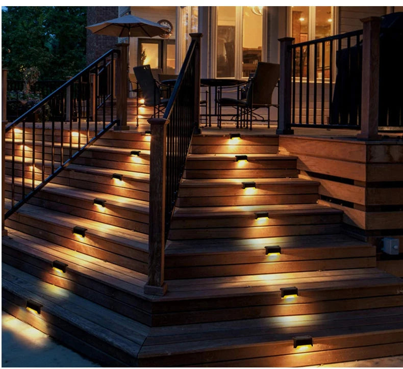 1/4/8/12/Uds luces LED solares luz de jardÃÂn al aire libre lámpara de cubierta luz Solar de escaleras lámpara de paso Solar impermeable decoración de jardÃÂn y Patio