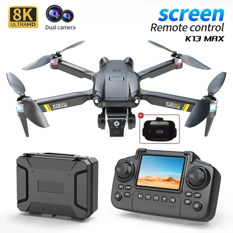 K13MAX Drone profesional RC 8K cámaras HD WIFI FPV altura mantener gesto fotografÃa plegable Quadcopter pantalla Control remoto juguete
