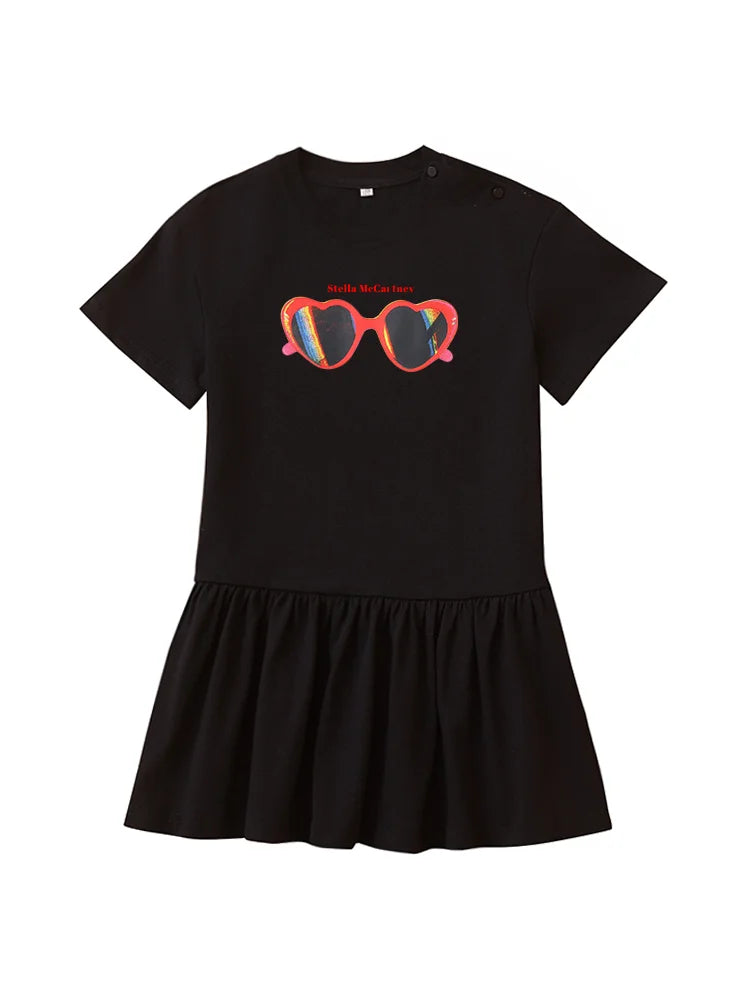 Vestido de verano para niñas, moda informal para vacaciones, falda para niños, vestido de princesa de manga corta de algodón para fiesta, comodidad suave
