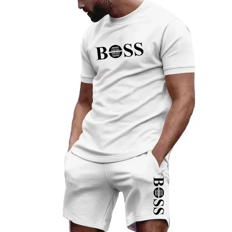 Ropa deportiva de dos piezas para hombre, conjunto de camiseta y pantalones de manga corta, ropa deportiva para correr y fitness, verano 2024, gran descuento, 2024