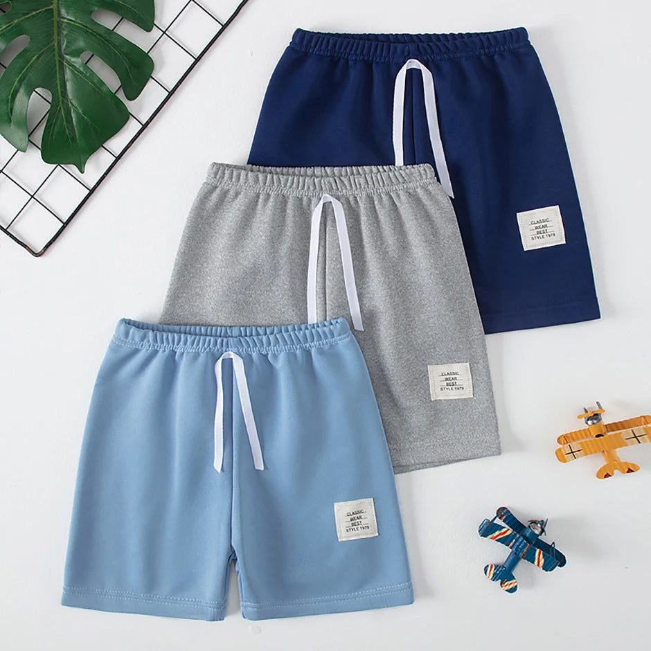 1/3/6 Pcs Children's Solid Color Drawstring Strap Shorts Boy Casual Fashion Pants Girl Joker Comfortable Elastic Waist Pants