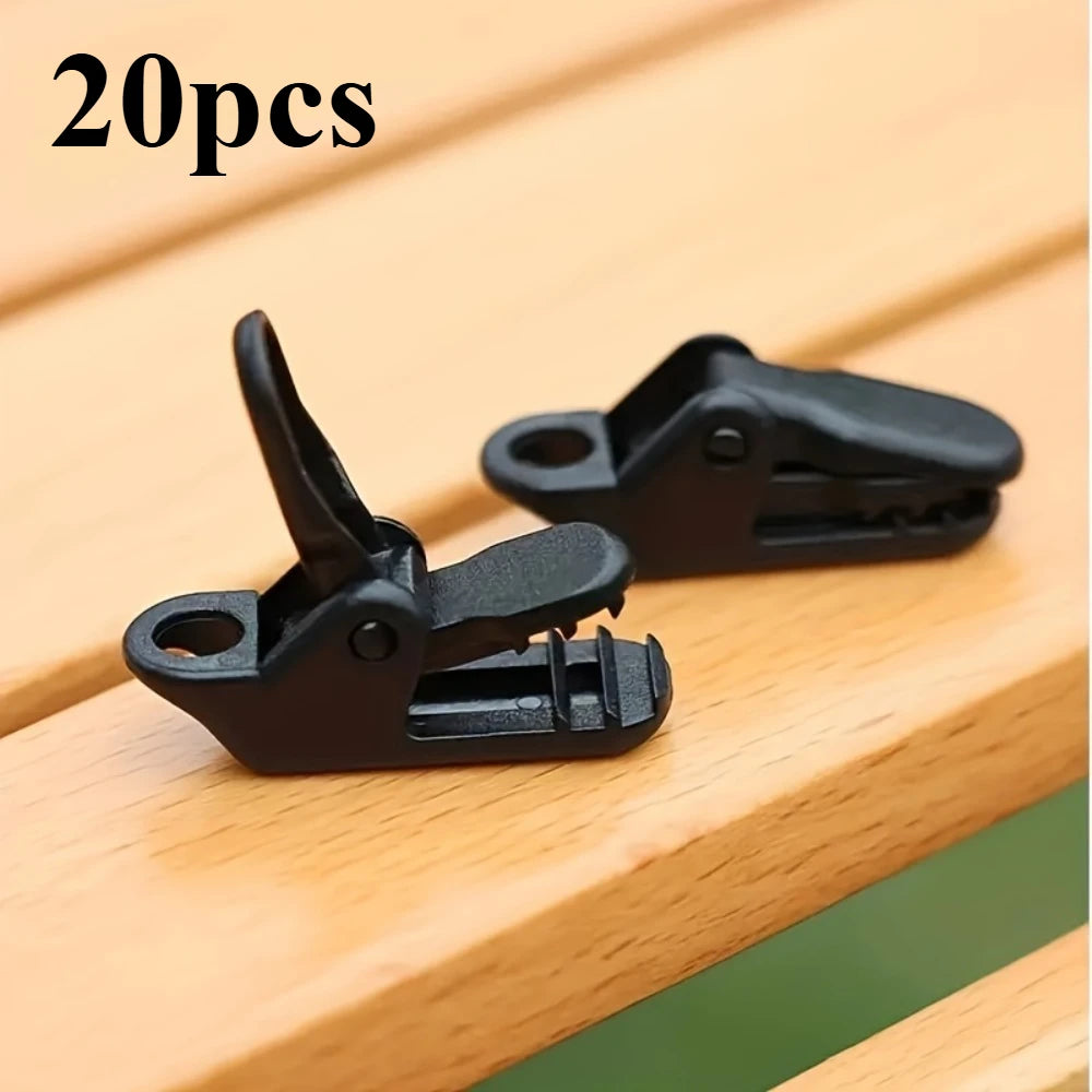 Juego de clips para toldo de tienda a prueba de viento, Material de PC duradero, pinza de abrazadera para lona de tienda de campaña para asegurar lonas y refugios, 10/20 piezas