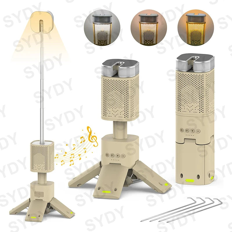 Linterna de Camping de 14000mAh, iluminación telescópica recargable, soporte magnético con altavoz, linterna LED portátil impermeable para exteriores