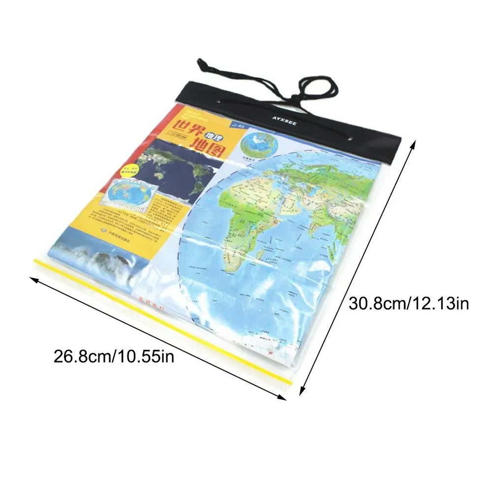Estuche de mapa transparente impermeable de PVC, soporte de almacenamiento de papelería, cubierta para acampar, pescar, Picnic, montañismo, bolsa de bolsillo