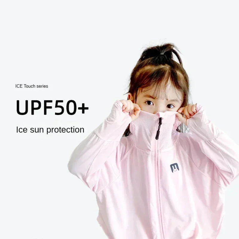 Ropa de protección solar para niños, chaqueta de protección solar de seda helada para exteriores, resistente a los rayos UV, chaqueta de protección solar para juegos al aire libre de verano