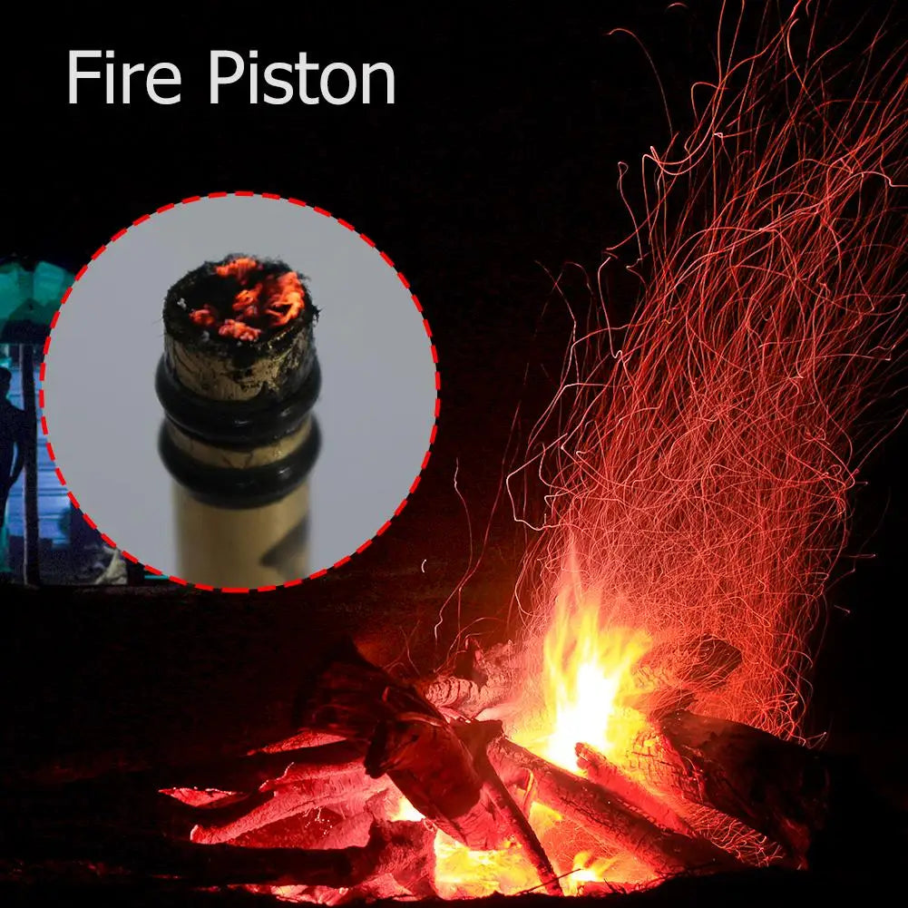 Tubos de fuego de emergencia de latón, tubo de encendedor de compresión práctica para exteriores, herramienta de supervivencia de pistón de arranque de fuego, equipo de acampada