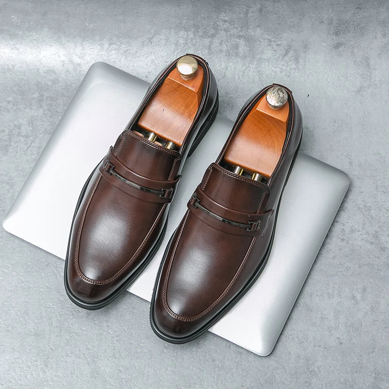 Mocasines casuales clásicos para hombre, zapatos de conducción, moda masculina, zapatos cómodos de cuero para boda, zapatos de vestir negros de negocios