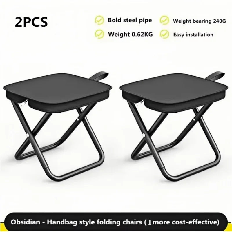 Taburete plegable portátil con cremalleras ajustables, estructura de metal duradera, silla de pesca con cremallera, silla para acampar al aire libre y senderismo
