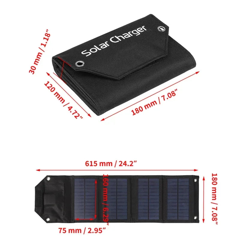 Panel Solar plegable de 60W, 80W, 100W, 5V, USB, bolsa plegable portátil, cargador de batería para teléfono, Camping al aire libre, Banco de energía impermeable