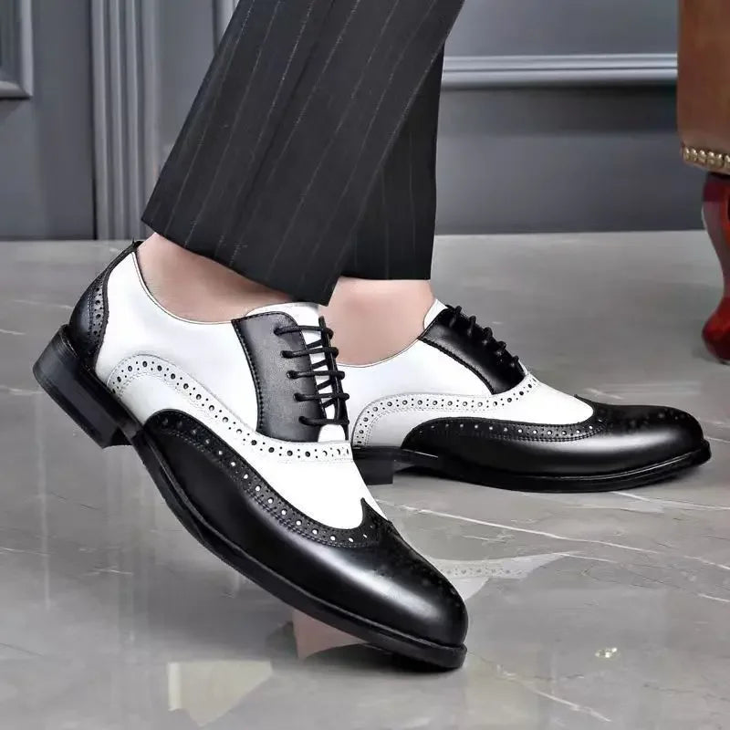 Zapatos de vestir para hombre de colores mezclados, zapatos de cuero Retro para hombre, calzado barroco de negocios para hombre, calzado Oxford informal para hombre Erkek Ayakkabı