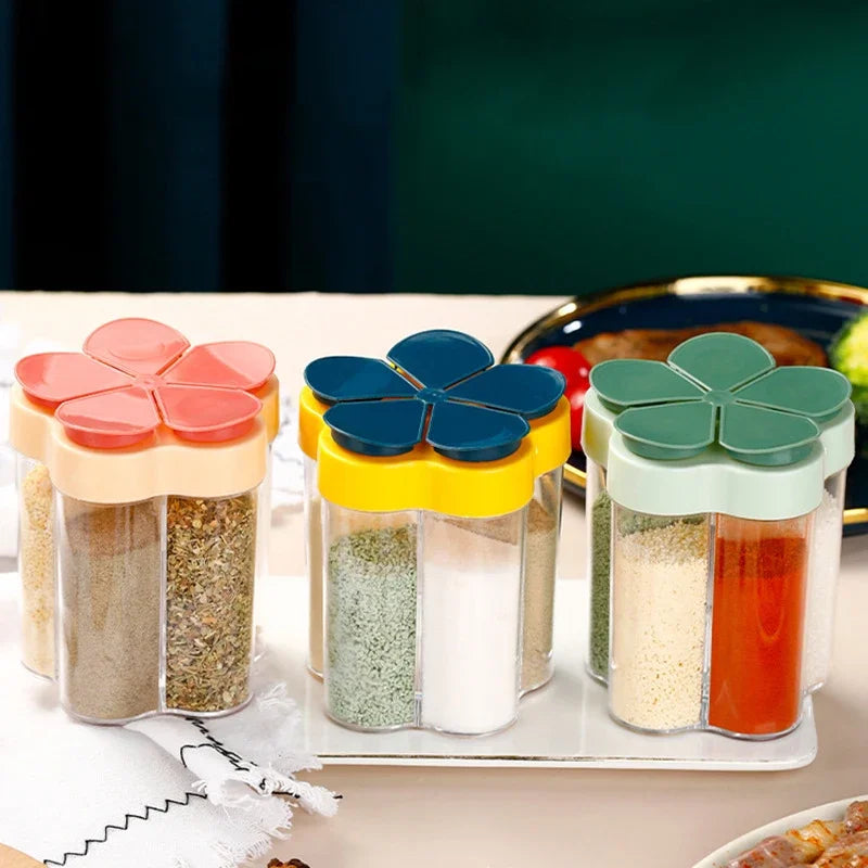 Tarro de condimentos para acampar con tapas, compartimento transparente para especias para cocinar al aire libre, barbacoa, salero y pimienta, Camping al aire libre
