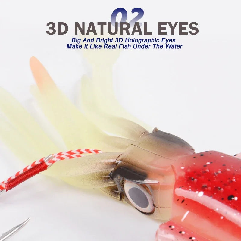 ZUKIBO-cebo de calamar suave para pesca, señuelo de pesca con curricán, plantillas con cabeza de pulpo, plantilla de calamar UV luminosa de 60g para pesca en barcos de aguas profundas, cebo Wobblers