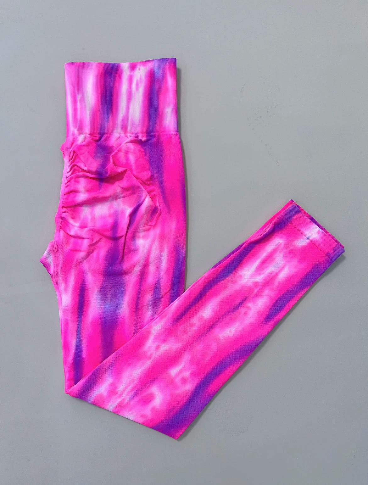Nuevas mallas de gimnasio de cintura alta teñidas con lazo, Push Up, pantalones deportivos gruesos sin costuras, mallas elásticas suaves para entrenamiento de Yoga para mujer