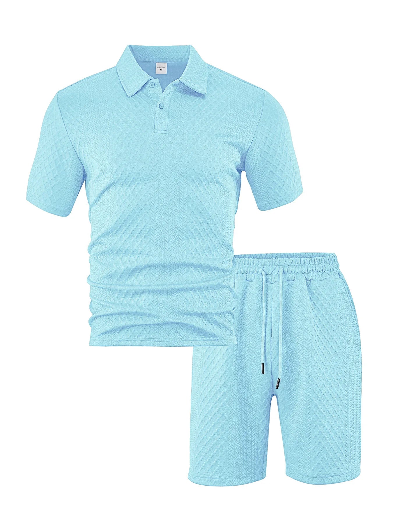 NOVEDAD DE VERANO 20225, Polo deportivo informal para hombre con solapa, camisa y pantalones cortos de manga corta para hombre, traje con textura Jacquard