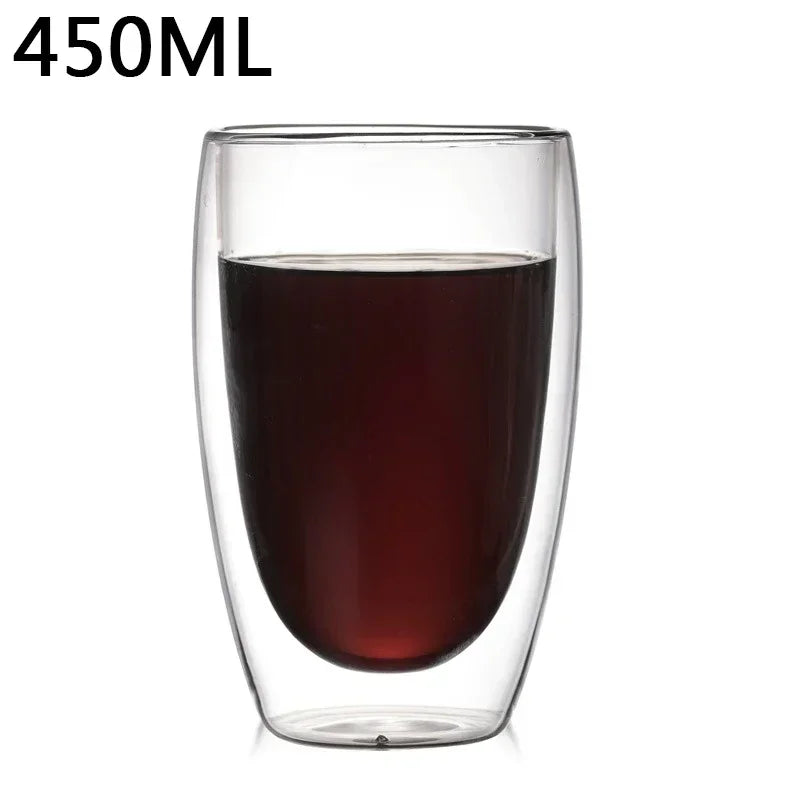 1-6 uds 80-450ML resistente al calor taza de cristal de té de doble pared cerveza café hecho a mano creativo bebida fría juego de vajilla transparente