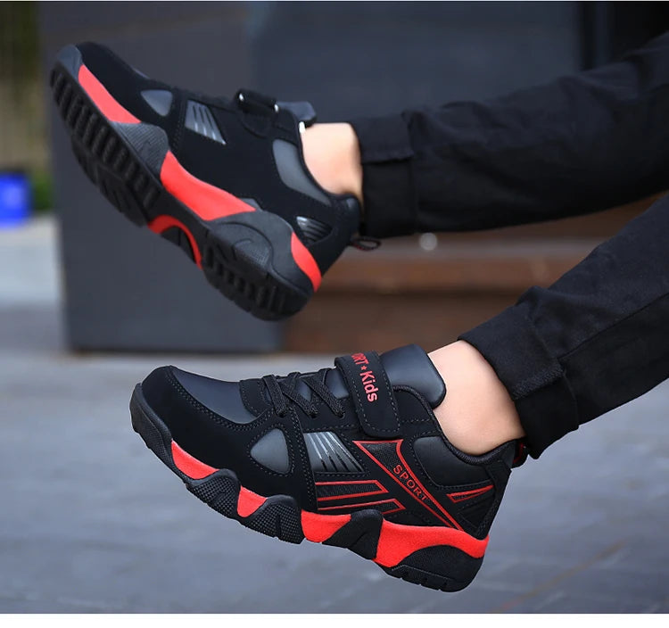 Zapatos para niños, zapatillas deportivas escolares de cuero de moda para niños, tenis, informales, para caminar, correr, antideslizantes, talla 28-39