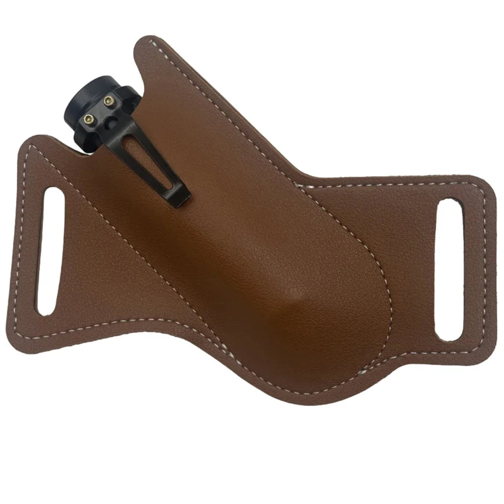 Funda de bolsillo para caza, funda de cuero con soporte para cinturón, funda para linterna, herramienta para cuchillo plegable, transporte para campamento al aire libre