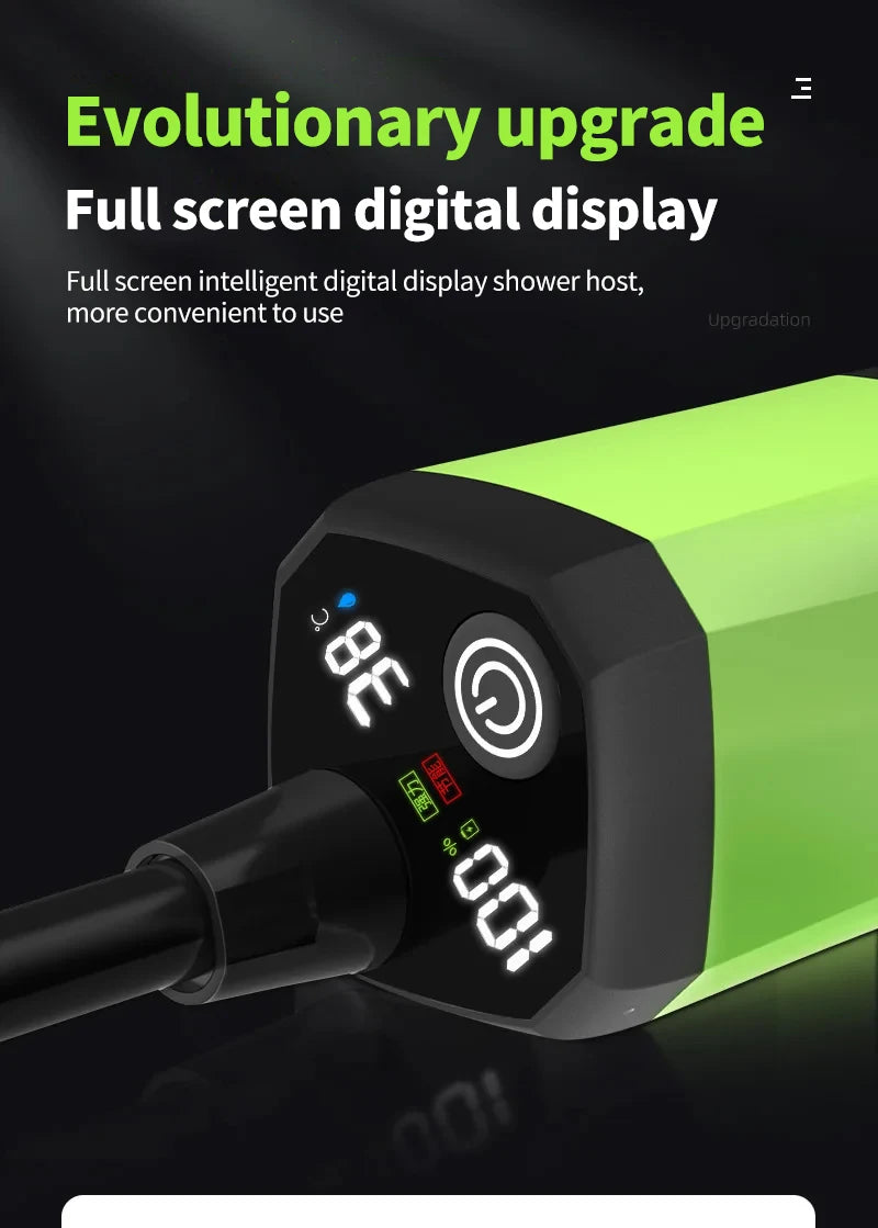 Bomba de ducha para acampar, Kit de ducha para exteriores RV, ducha de campamento con pantalla completa, pantalla Digital inteligente, Kit de ducha ajustable de 6000mAh