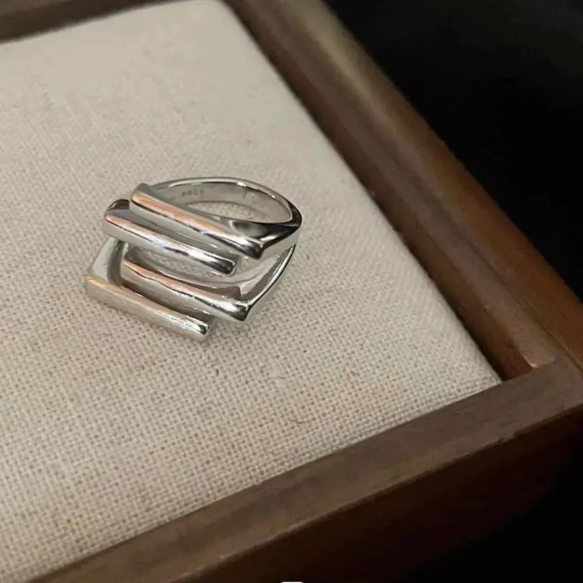 BF CLUB 925 anillos de plata esterlina para mujer, anillo Retro Irregular geométrico Simple hecho a mano, antialérgico de circón dorado para regalo de cumpleaños