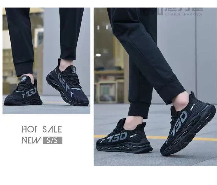 Zapatos deportivos informales de malla ligera para hombre, zapatillas transpirables de verano para correr, suela suave a la moda, cómodas zapatillas antideslizantes para hombre