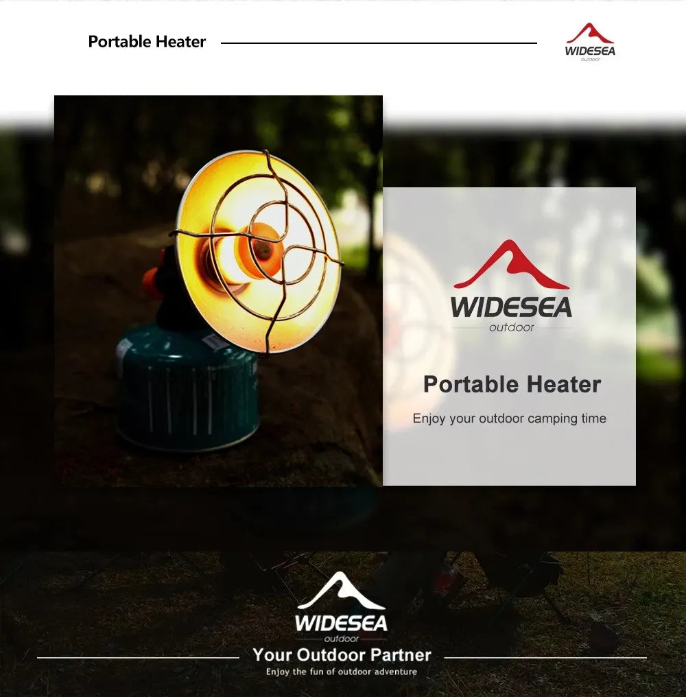Calentador de Camping Widesea, chimenea portátil de acero inoxidable para invierno, estufa al aire libre, quemador de Gas para senderismo, equipo de supervivencia de calefacción