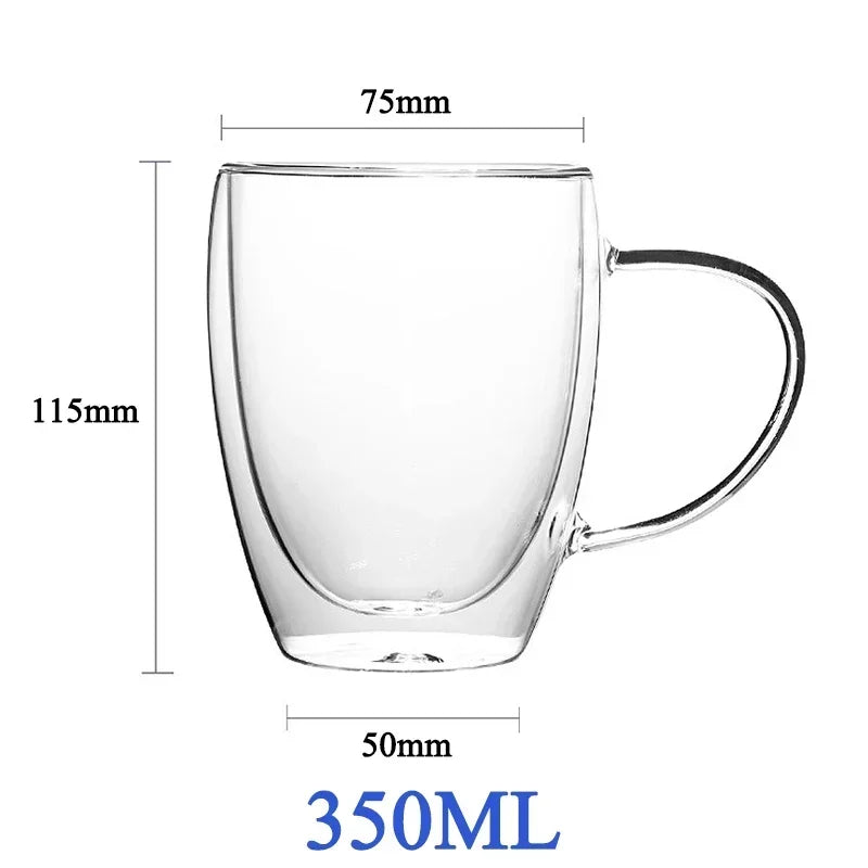 1-6 uds 80-450ML resistente al calor taza de cristal de té de doble pared cerveza café hecho a mano creativo bebida fría juego de vajilla transparente
