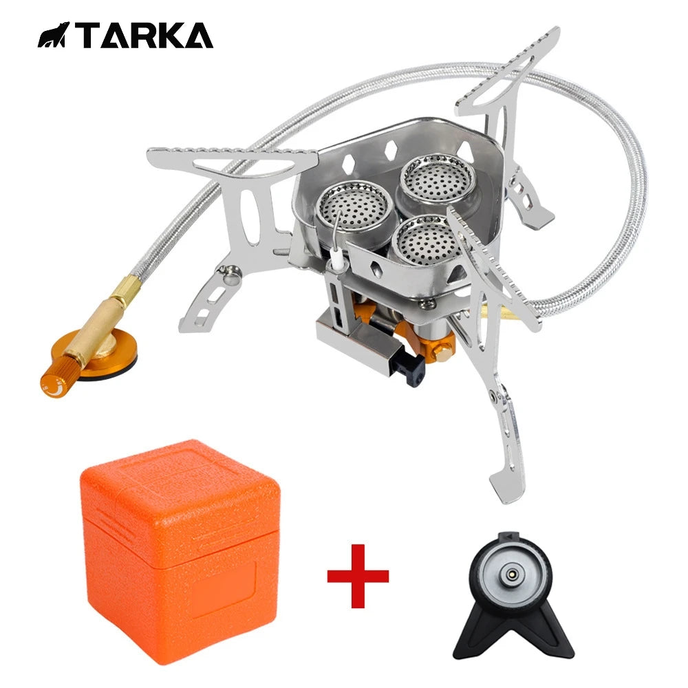 TARKA-estufa de Gas de 3 cabezales, quemadores de acampada turística, horno plegable para mochilero, 5800W, senderismo al aire libre, Picnic, barbacoa, equipo de cocina