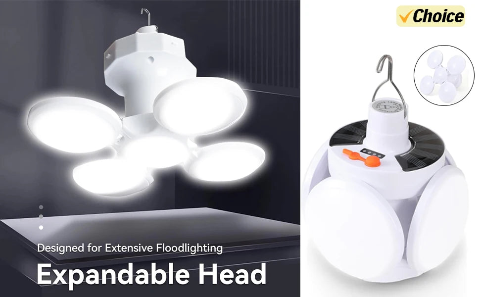 Linterna LED recargable ultrabrillante para acampar, reflector plegable, 3 modos de luz y linterna manos libres para acampar/senderismo/pesca