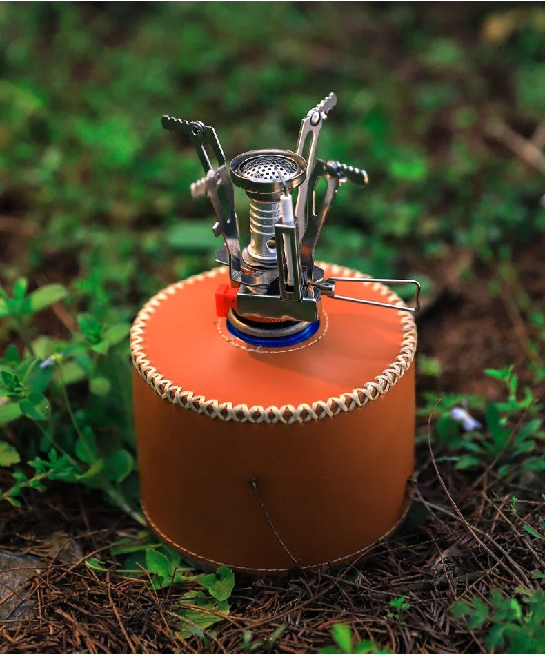 Estufa plegable para exteriores, Mini estufa de Gas de aleación ultraligera para acampar, senderismo, horno de Gas, cocina portátil para pícnic al aire libre