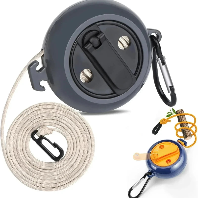 Tendedero ajustable para viajes al aire libre, tendedero portátil para exteriores, tendedero retráctil para exteriores, multiherramienta para acampar, color negro, 1 ud.