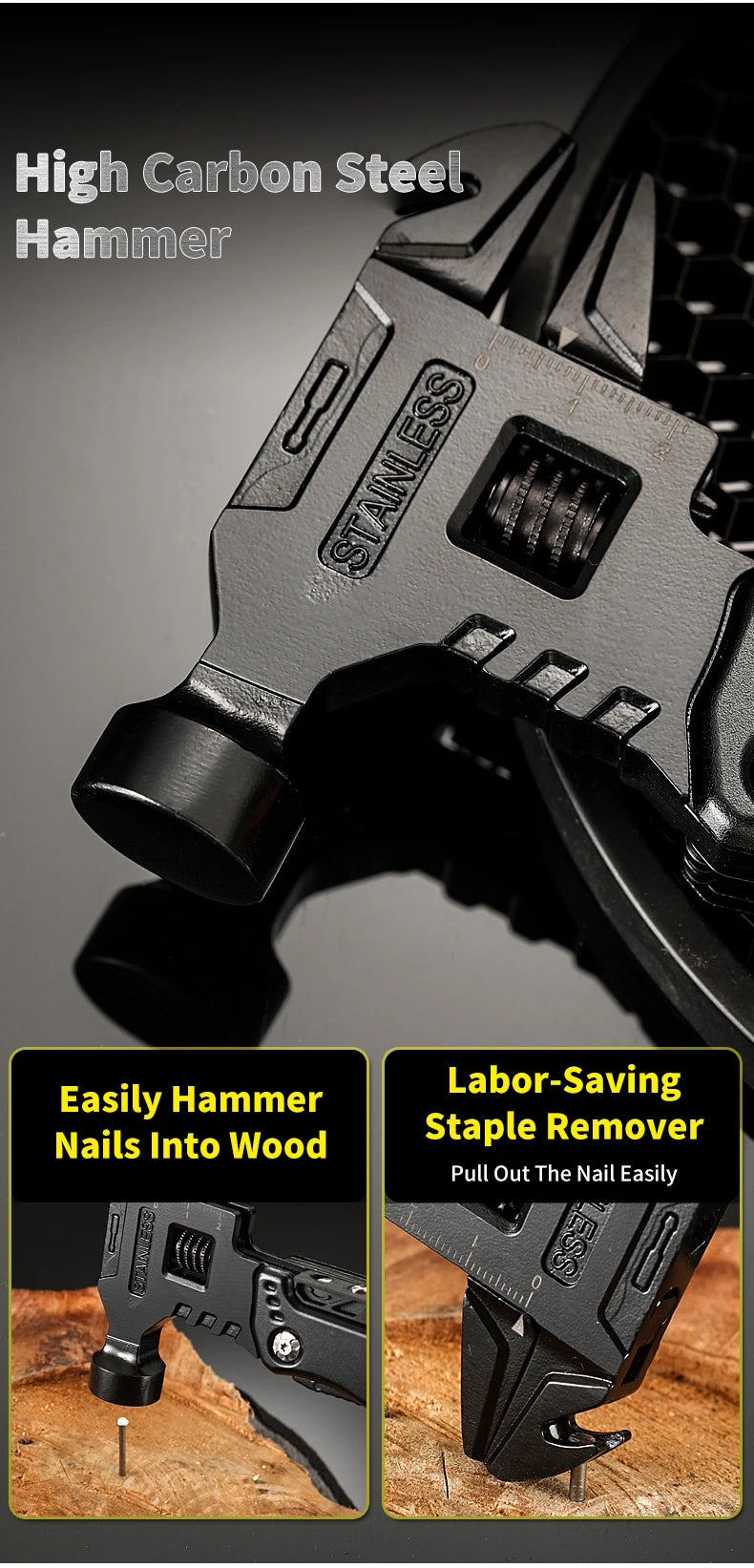 Nueva llave multifuncional, martillo, cuchillo, alicates, herramienta de supervivencia para acampar al aire libre, herramienta de ahorro de trabajo, cuchillo multiherramienta de acero inoxidable