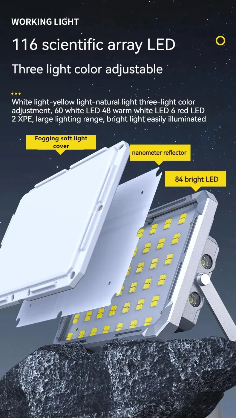 Luz LED para tienda de campaña, reflector recargable, iluminación de emergencia para exteriores de alta potencia, lámparas de noche colgantes portátiles impermeables