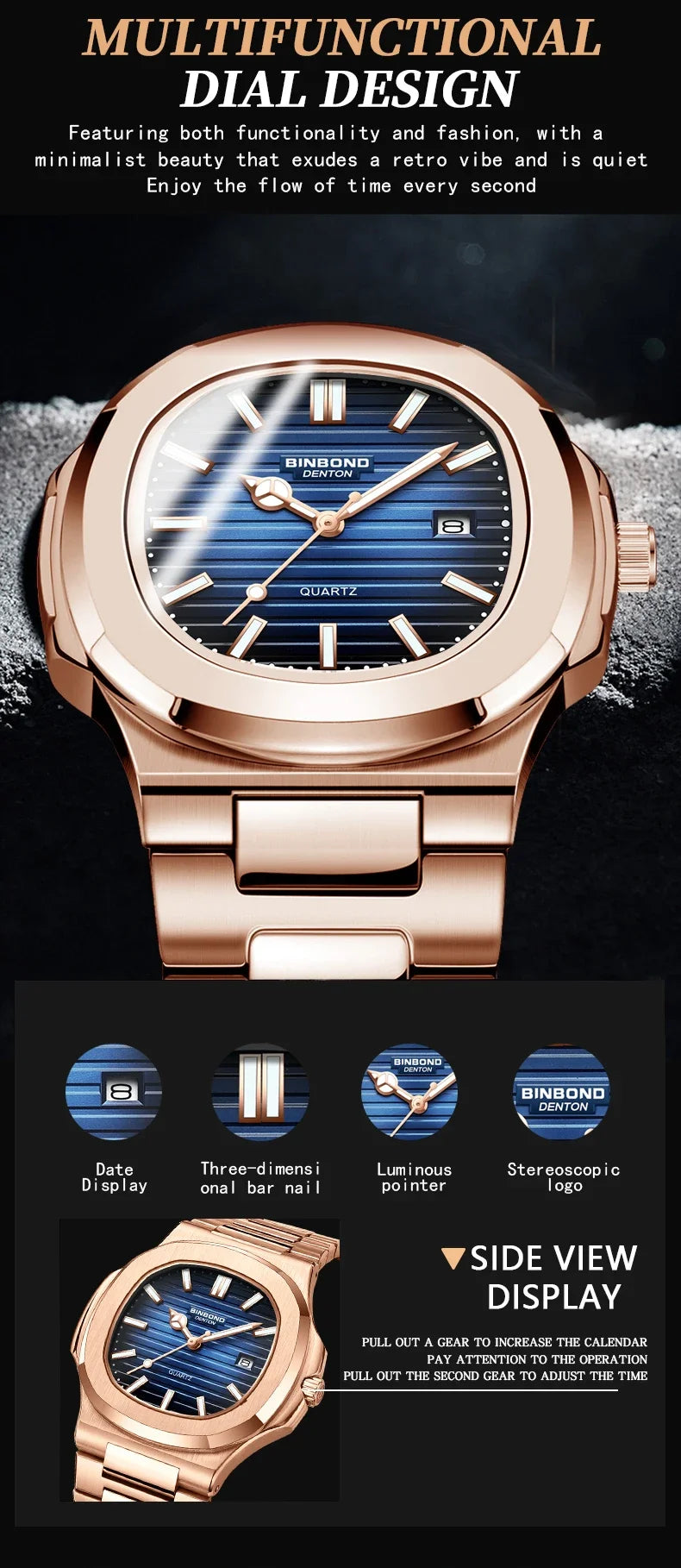 Nuevo Reloj informal de negocios de oro rosa, Reloj de lujo para Hombre, relojes automáticos, relojes de pulsera de cuarzo de alta moda para Hombre, regalos, Reloj para Hombre