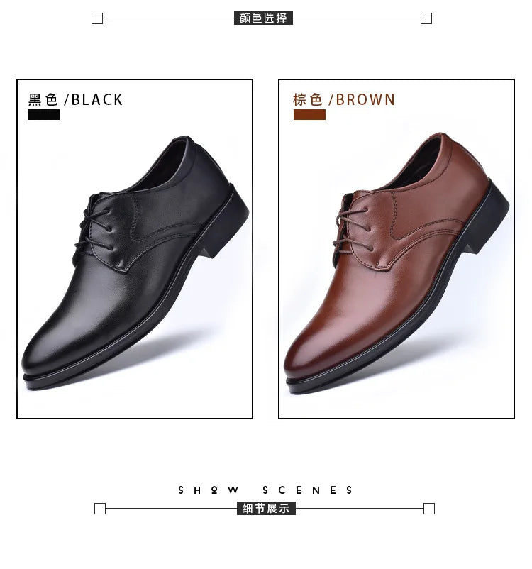 Zapatos de vestir formales para hombre, calzado informal de cuero, diseñador de boda Social, punta estrecha, zapatos negros de oficina para invierno, marca 2023