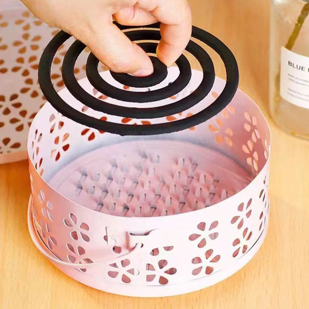 Soporte de bobina de Mosquito de Metal con tapa y mango, quemador de incienso, soporte de bobina repelente de mosquitos para el hogar y Camping al aire libre